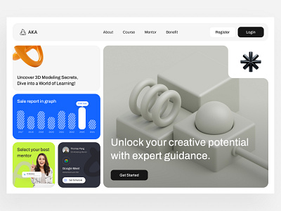 3D Design Course Website 3d course education landingpage learning online course ui web desain website