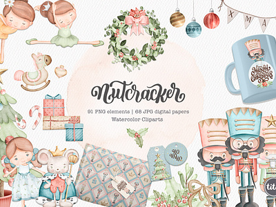 Nutcracker - Clip Arts christmas illustrations cute cliparts nutcracker watercolor clipart xmas clipart