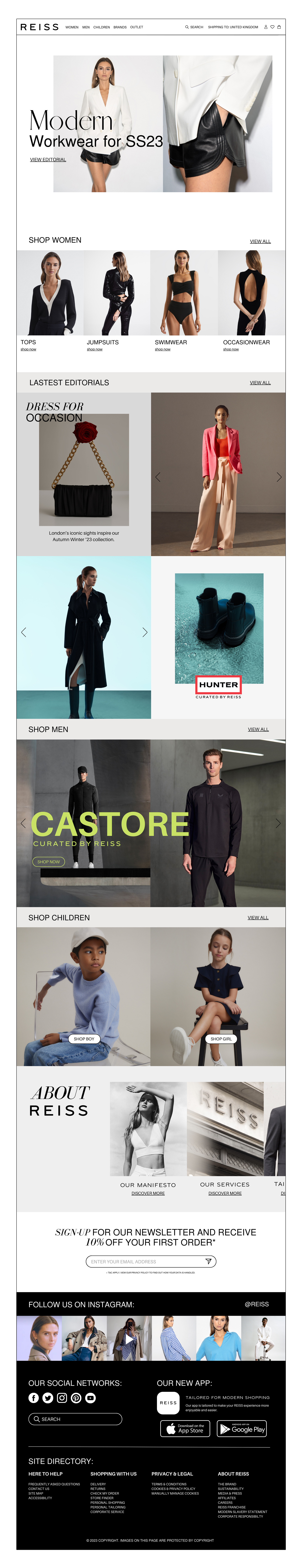 REISS Homepage Visual graphic design ui ux