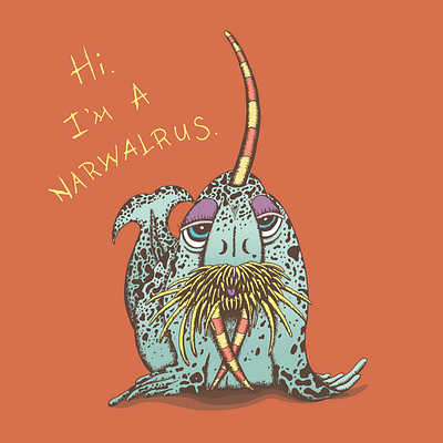 Narwalrus adobeillustrator art artist book character brand brand design branding design illustration logo manatee narwal walrus