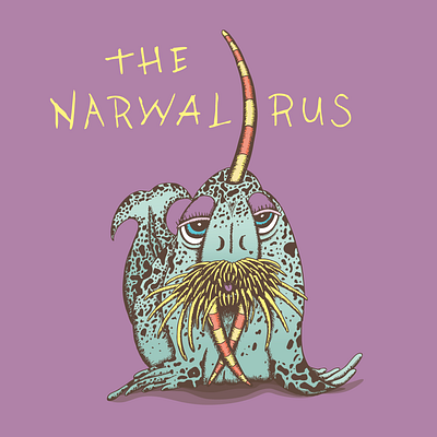 Narwalrus adobeillustrator art artist beast book character brand brand design branding creature design graphic design hybrid illustration ink logo manatee narwhal tiny vector walrus