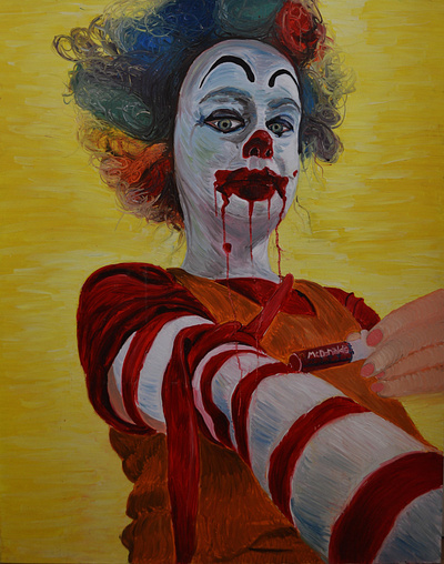 Ronald McDonald drugs fast food large mcdonalds oil painting