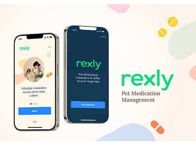 Rexly: Pet Medication Management app design mobile design product design ui design ux design