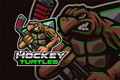 Hockey Turtles | Logo Design branding design emblem esport esports logo hockey hockeylogo illustration logo mascot mascotlogo shield snapping sport turtle