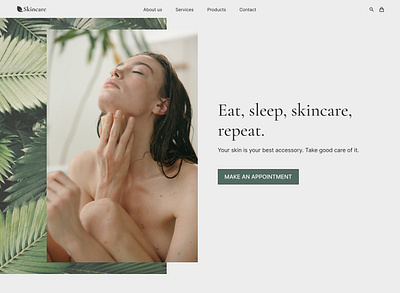 Eat, sleep, skincare, repeat. beaty shop beauty branding design eco hero block homepage landing skincare ui ux