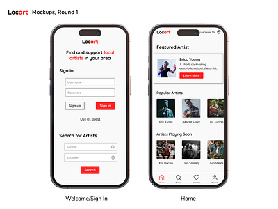 Locart - Mockups, Round 1 branding design figma mobile ui user experience user interface ux