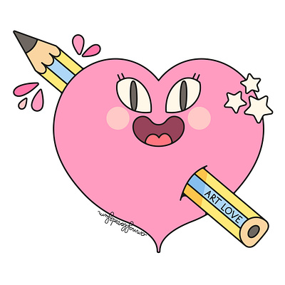 Art lover 2d amor art character design cute design drawing graphic design heart illustration ilustración kawaii love original character painting pencil pink star stars sticker