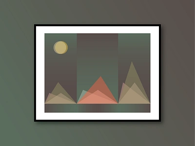 Moutains-1 circle geometric gradient illustration minimal mountaintop moutain moutains nature print sun triangle view