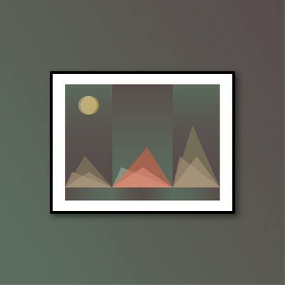 Moutains-1 circle geometric gradient illustration minimal mountaintop moutain moutains nature print sun triangle view