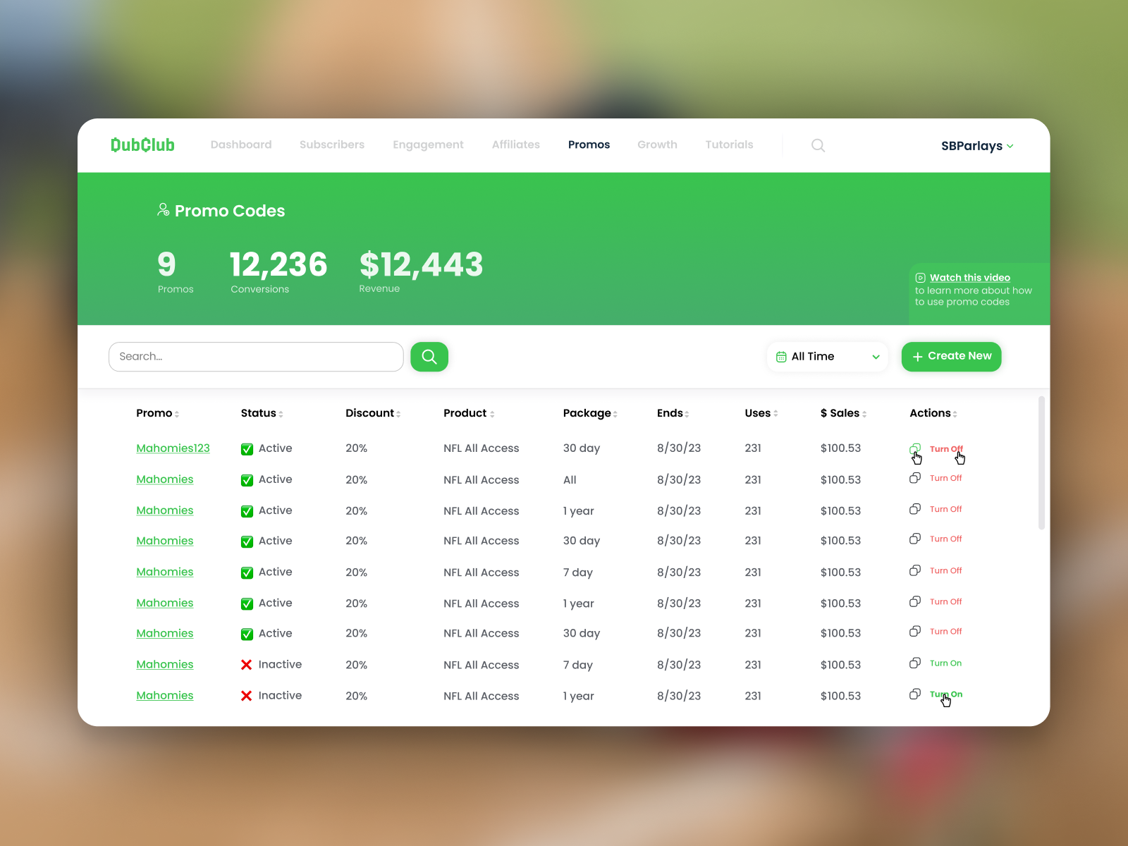 Promo Code Dashboard by Shane Brown on Dribbble