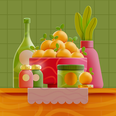 3D illustration made in Figma 3d dining figma food illustration kitchen restaurant