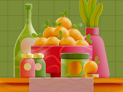 3D illustration made in Figma 3d dining figma food illustration kitchen restaurant