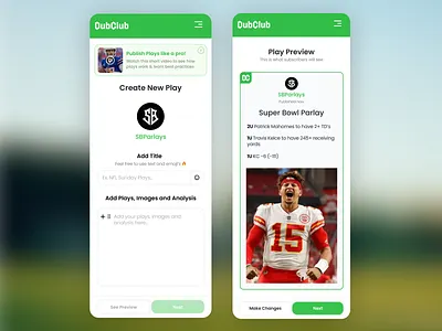 DubClub New Play Publishing clean form input ios minimal sports ui wysiwyg