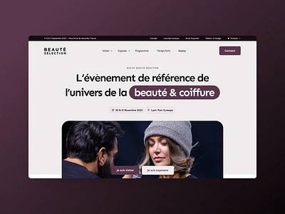 Beauté Sélection, Website Hero Section barber beauty design event hair homepage nude purple radius shape ui ui design ux ux design web web design webdesign website