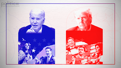 2024 US Primaries article biden democratic party graphic design newsletter politics republican party trump us