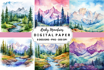 Watercolor Rocky Mountains Background tumbler wrap