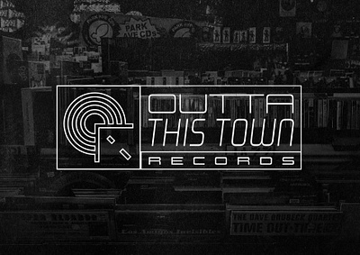 Outta This Town Retro Lockup badge branding creative design hipster illustration logo logo design record record label record shop retro type typography vintage vinyl