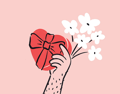 Be mine 💝 2d art celebration flat illustration floral flowers heart holiday illustration present ui valentine vector
