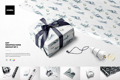 Gift Wrapping Paper Mockup Set 2 creatsy gift wrapping paper mockup set mock up mockup smart object templates