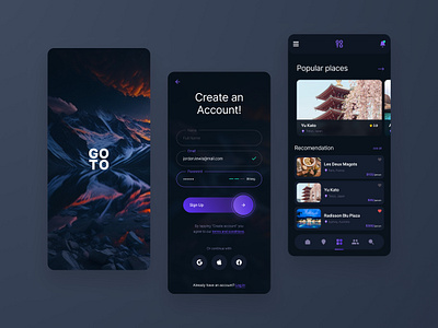 Explore Places - Mobile App app app design go ios mobile mobile ui mountain new places online places popular recomendation restaurants search trip turism ui ux vacation