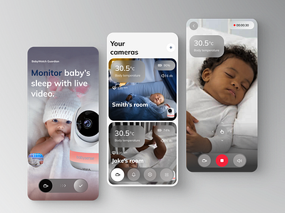 BabyWatch Guardian - Mobile app design app design baby monitoring design figma interface mobile app mobileapp monitoring app product design smart track ui ui design uiux ux ux design uxui