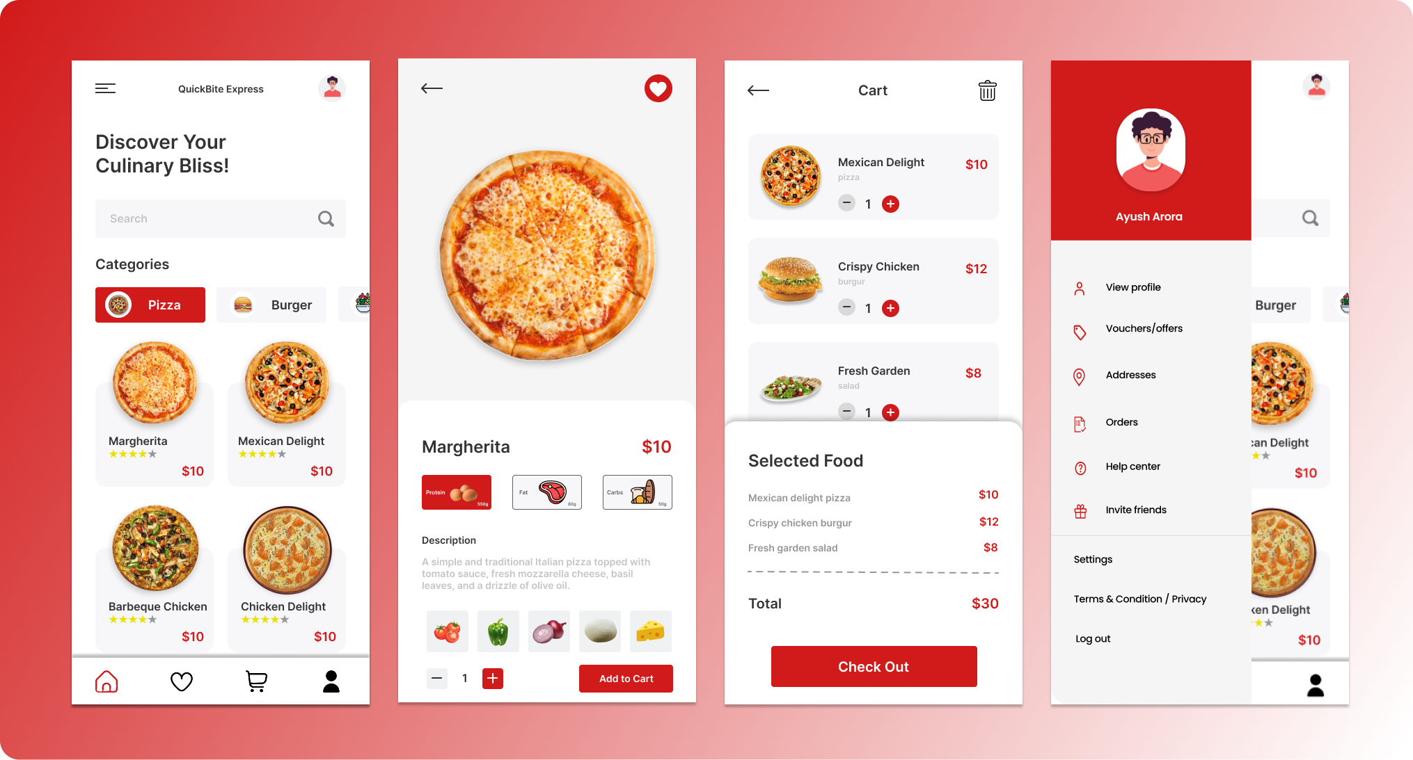 UI Design for a Food App app branding design graphic design illustration logo typography ui ux vector