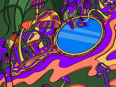 Wonders animation enchanted forest illustration mirrow mushroom procreate procreate dream waterfall