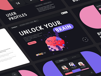 Brain quize app product page best app design best product page design best ui design best website figma illustration product page design quize app top app design top illustration top website ui design usa startup usa website design ux design web design portfolio