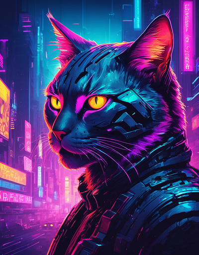 Cyber cat graphic design