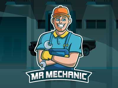 Mr Mechanic Cartoon Mascot Logo Design automotive logo car repirs car wash cartoon logo cartoon mascot logo engine repairs eports mascot logo experts garage owners graphic design logo logo design mechanic technician