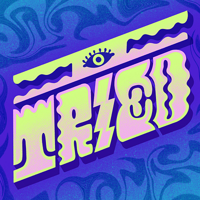 I Tried blue colorful eclectic eye green hand lettering illustration lettering neon pink typography