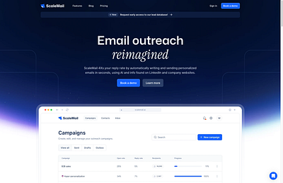 ScaleMail Landing Page 💫 animation dark landing page micro interaction saas software website
