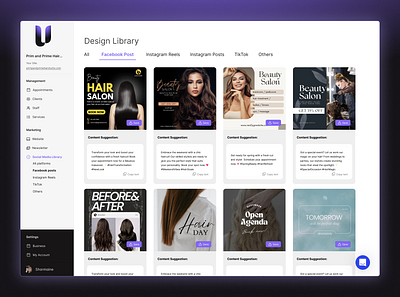 Design Library Dashboard Design dashboard design product design purple social media