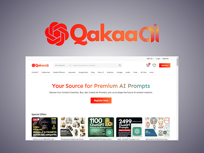 Qakaa AI Prompt Marketplace: Logo & Web Design Showcase ai branding design graphic design illustration logo vector webdesign