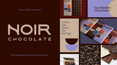 Visual Brand Design for NOIR Chocolate brand design branding candy chocolate color color palette design food food packaging fun package design packaging playful visual brand visual branding