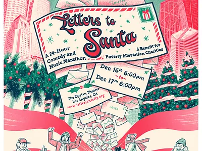 Letters to Santa Poster charity chicago christmas comedy fundraiser illustration los angeles music poster santa