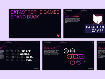 Cat-astrophe Games Brand Book brand book branding cat astrophe games graphic design logo neon norbert kowalczyk