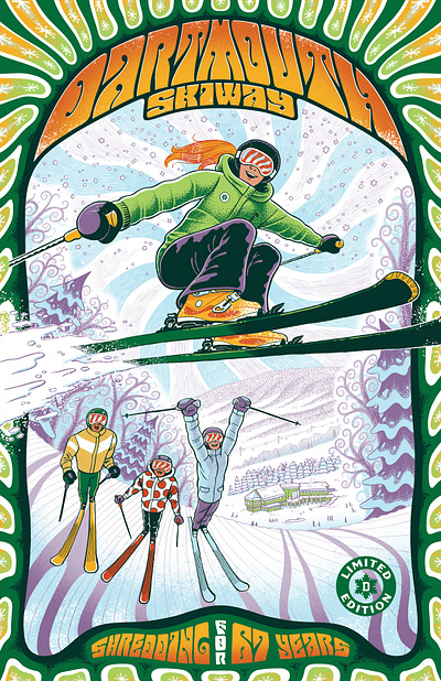 Dartmouth Skiway dartmouth illustration poster skier skiing skiway winter