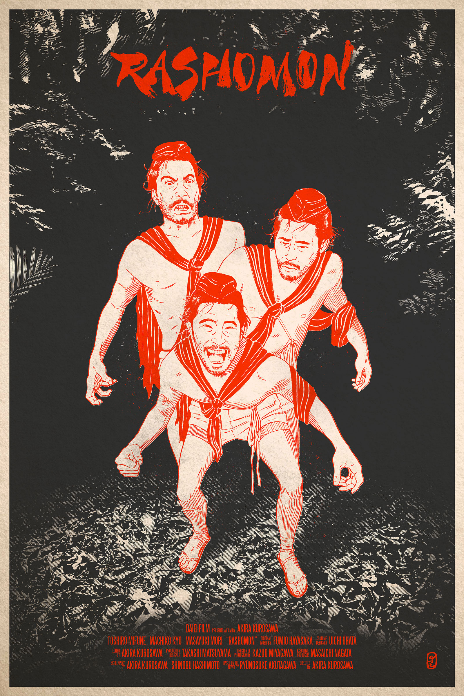 Rashomon illustration japanese kurasawa mifune movie personalities portrait poster rashomon