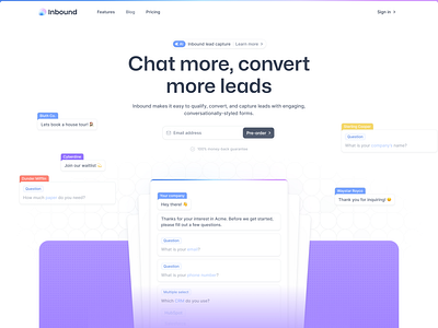 Inbound Landing Page 🫧 landing page light saas software web design website