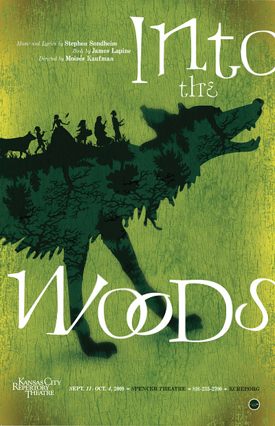 Into the Woods Poster adobe illustrator baker braodway play butcher design graphic design illustration into the woods princess red riding hood rep theater seasonal poster sondheim typography vector witch wolf