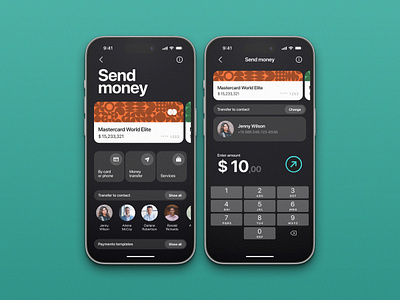 Banking app - send money screen app design ios ui uiux ux