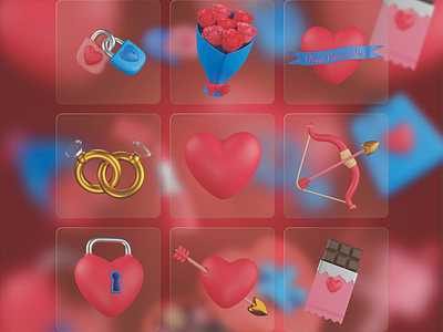 Valentine's day 3D Icon Set 3d 3d icons arrow bouquet of flower couple cupid graphic design heart i love you icons illustration locks love marriage ngagement rings ui valentine 3d icon valentine day valentines day vector