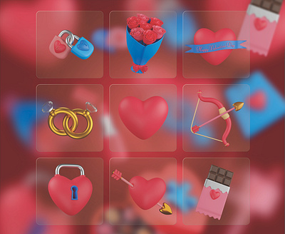 Valentine's day 3D Icon Set 3d 3d icons arrow bouquet of flower couple cupid graphic design heart i love you icons illustration locks love marriage ngagement rings ui valentine 3d icon valentine day valentines day vector