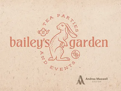Bailey's Garden Logo badge bunny designer feminine freelance hand drawn illustrator logo minimalist missouri modern old fashioned rabbit st louis