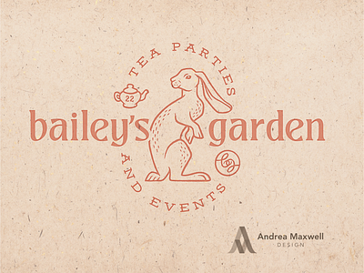 Bailey's Garden Logo badge bunny designer feminine freelance hand drawn illustrator logo minimalist missouri modern old fashioned rabbit st louis