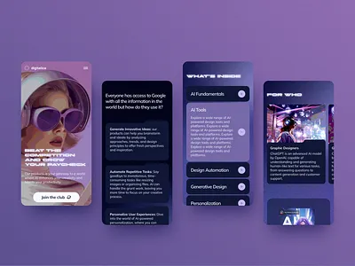 AI learning website - Mobile version adaptive app landing page mobile mobile version ui ux uxui web web app website