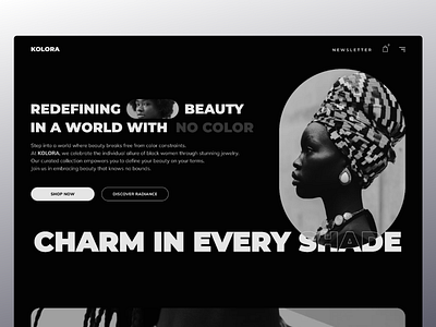 Jewelry shop website design - Kolora - B&W black and white design figma landing page design lanfing page web design web designer webdesign website website design