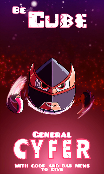 Be cube- General Cyfer 2d a not geometry dash fan game! art be cube cartoon design illustration red everywhere! this is not a cube thiss not red ball