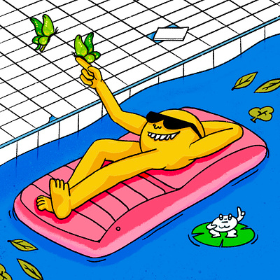 Chillin in the pool with butterflies butterfly characterdesign design doodle drawing illustration malaysian pool swim